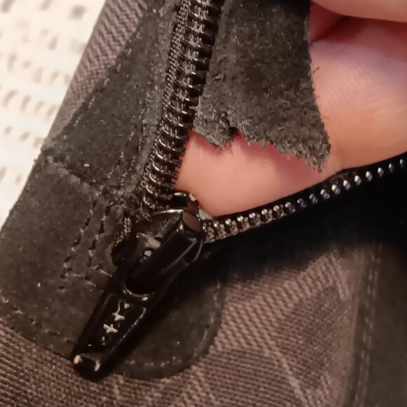 Lands' End women's suede & leaf print zip-up mid calf winter boots sz 8.5 B - Picture 10 of 12